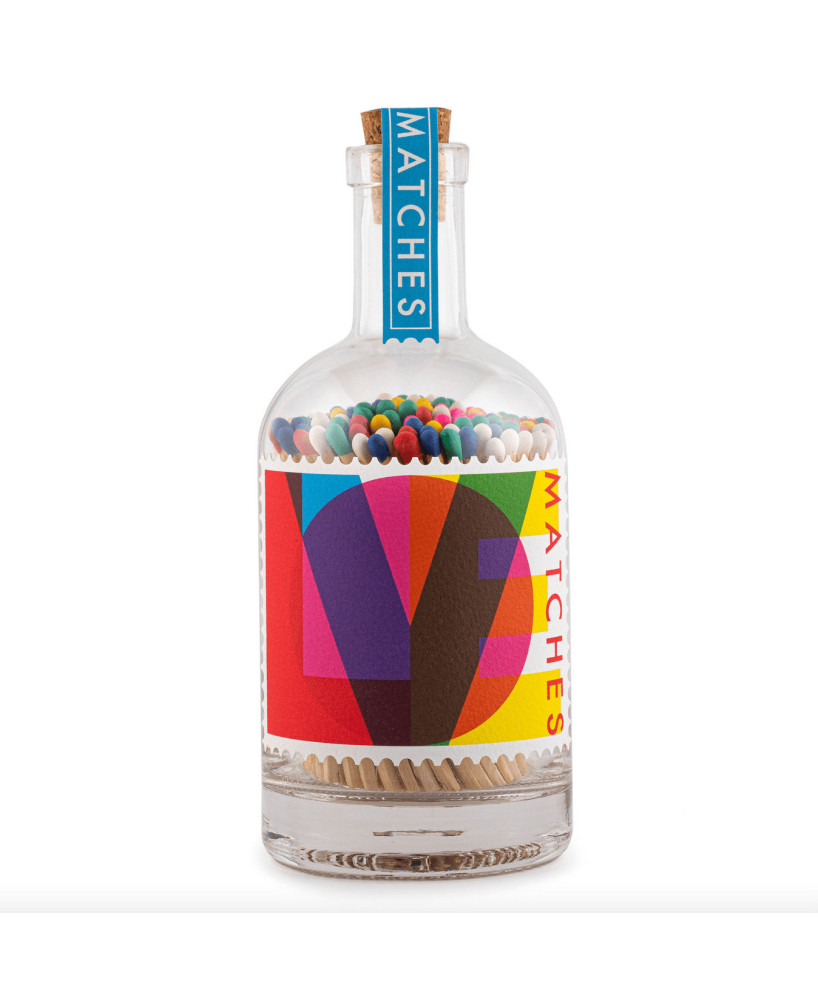 Bouteille d'allumettes Love multicolore