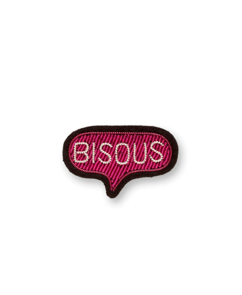 Broche brodée Bisou rose Macon & Lesquoy