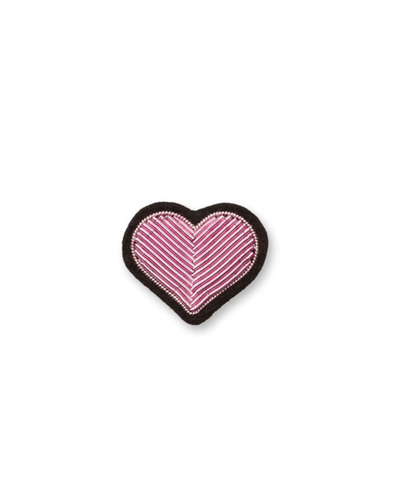 Broche brodée Coeur rose Macon & Lesquoy