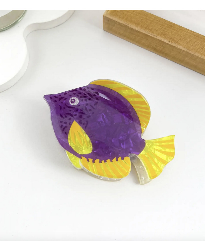 Pince à cheveux Poisson tropical mauve