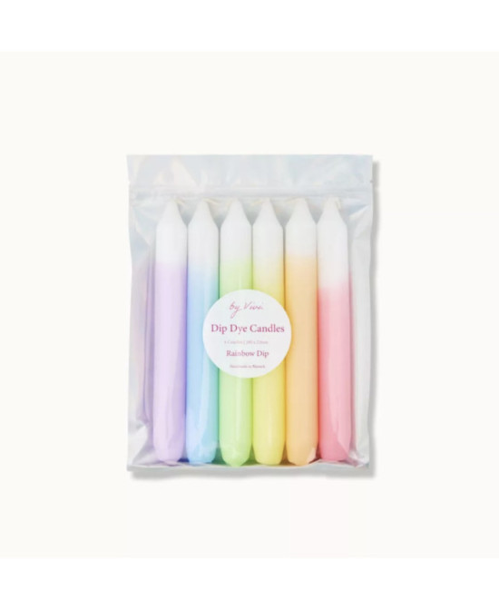 Set 6 bougies Dip Dye Rainbow dip