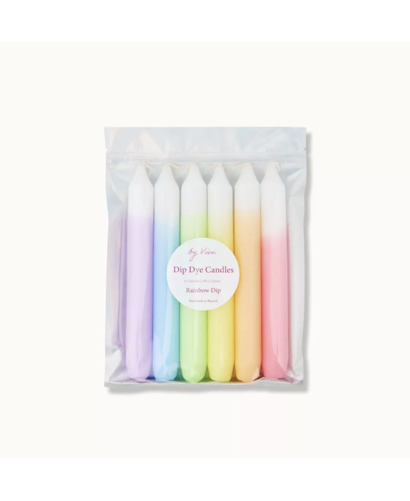 Set 6 bougies Dip Dye Rainbow dip