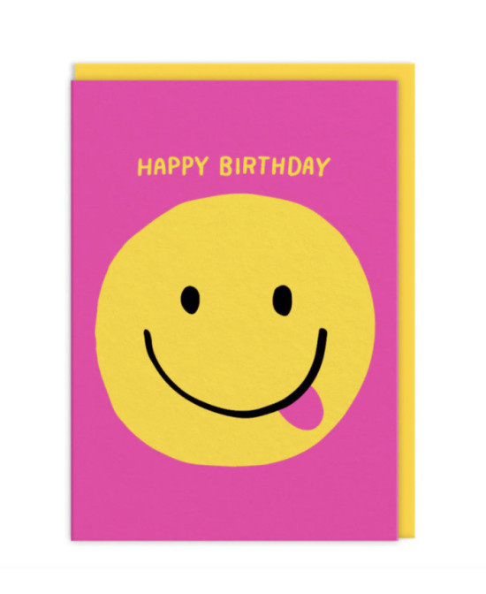 Carte Happy birthday Smiley langue