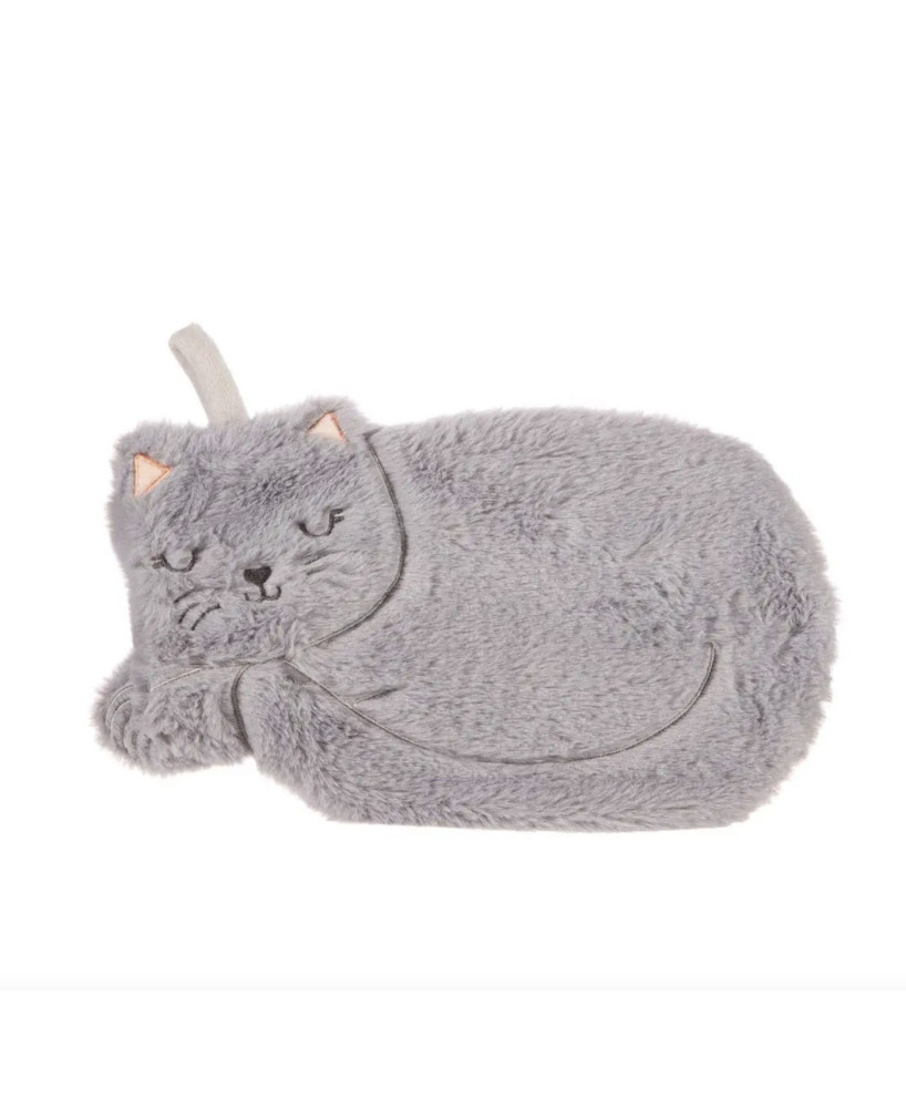 Bouillotte Chat peluche gris