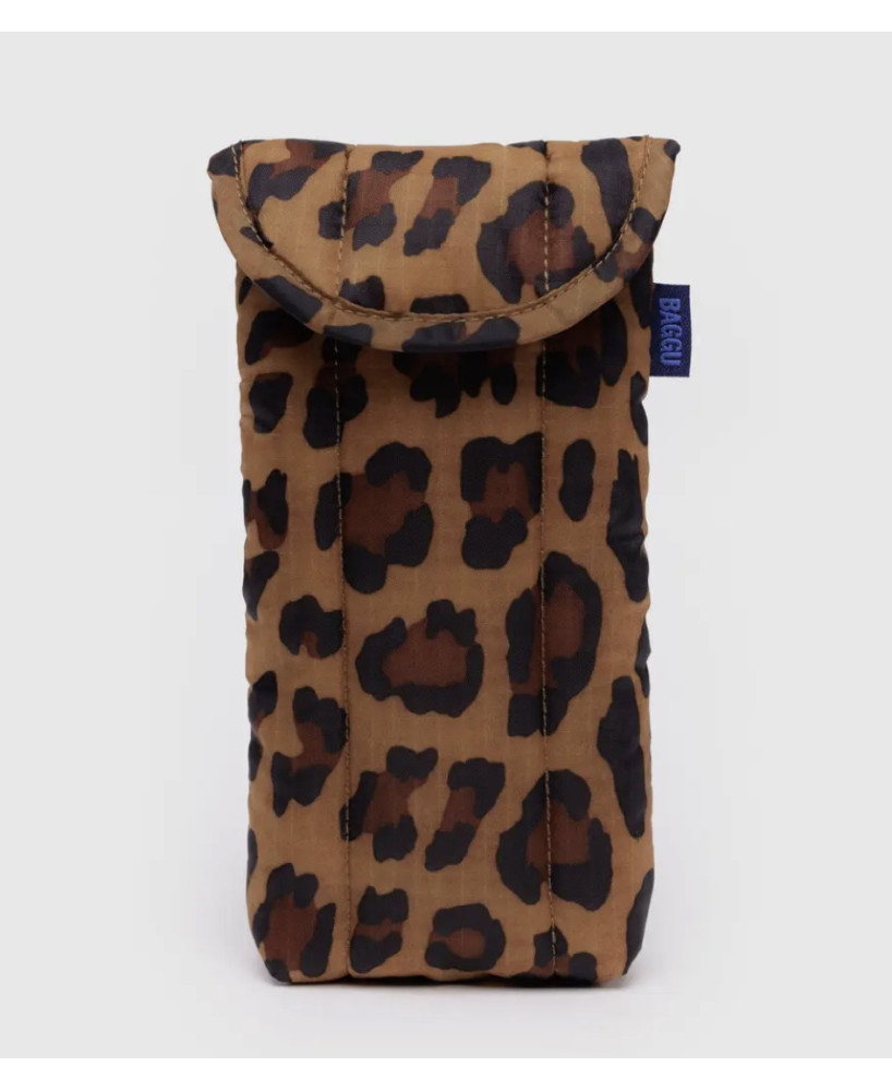 Etui lunettes matelassé léopard